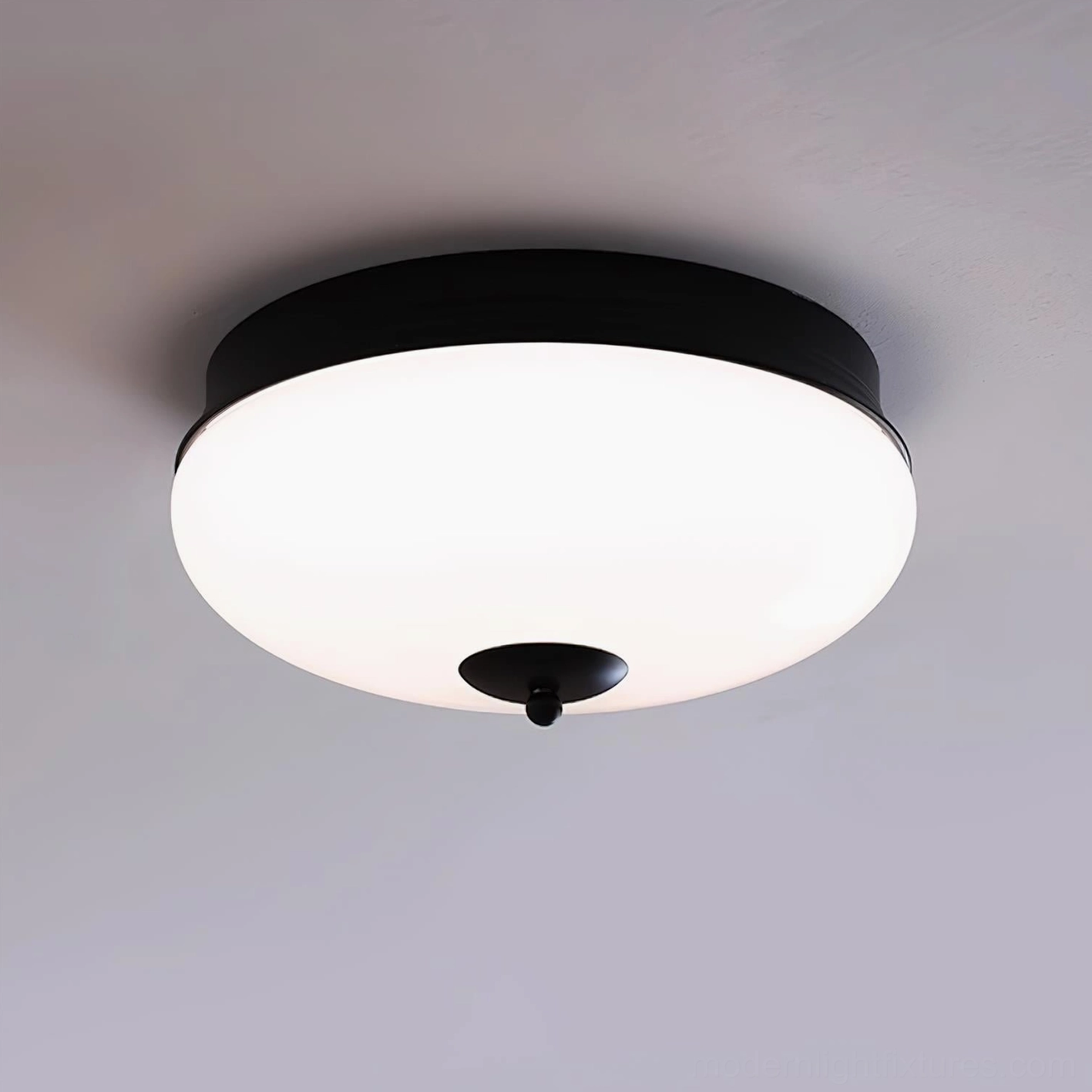 Ludo round ceiling light fixture damp-rated for bathroom and outdoor covered area installation