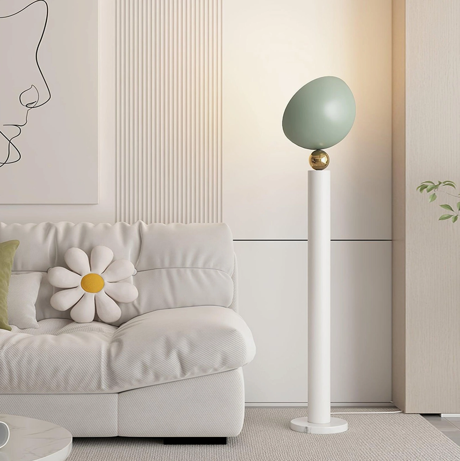 Lulu contemporary floor lamp modern minimalist living space multiple angle product view showcase