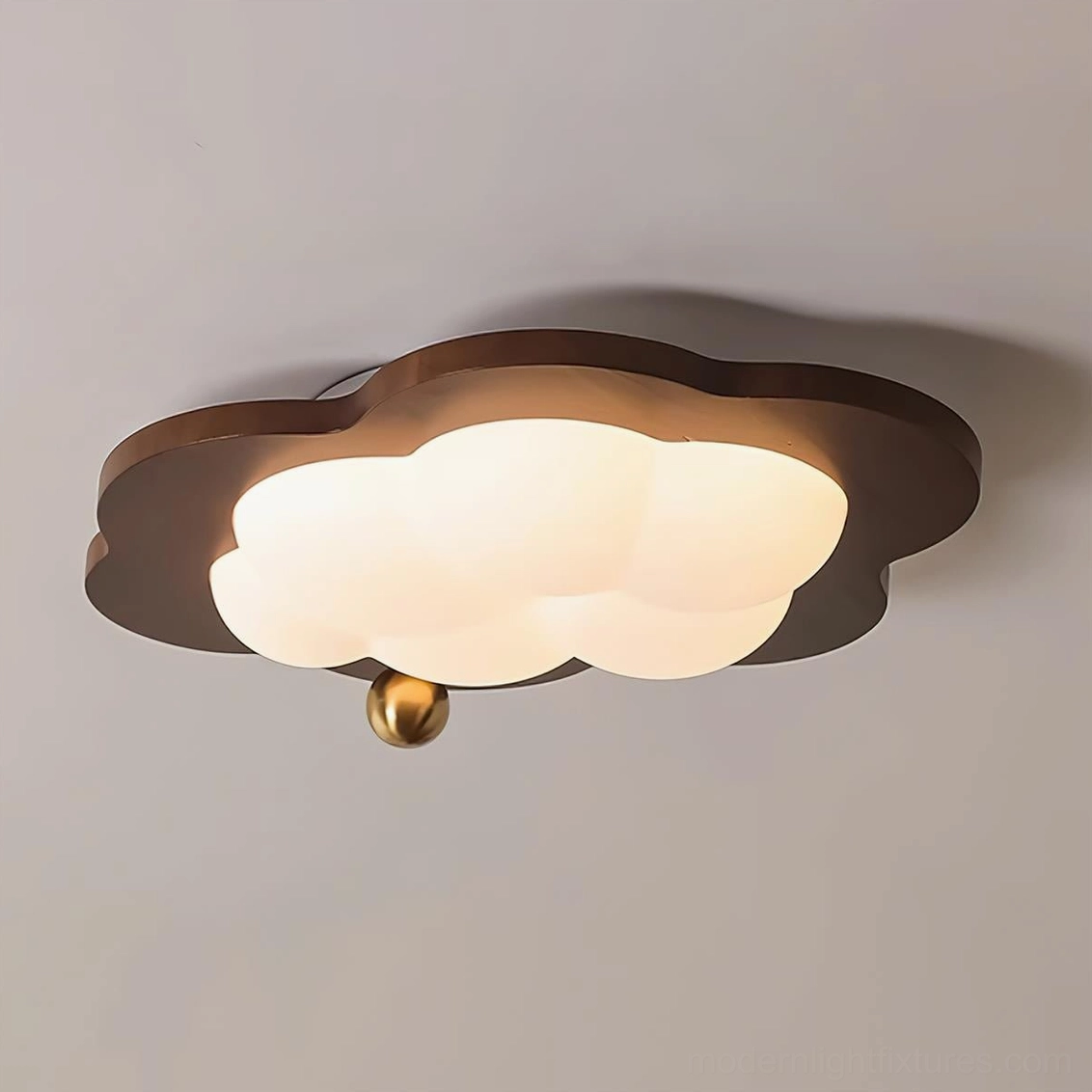 Modern ceiling light with cloud silhouette in contemporary home interior design
