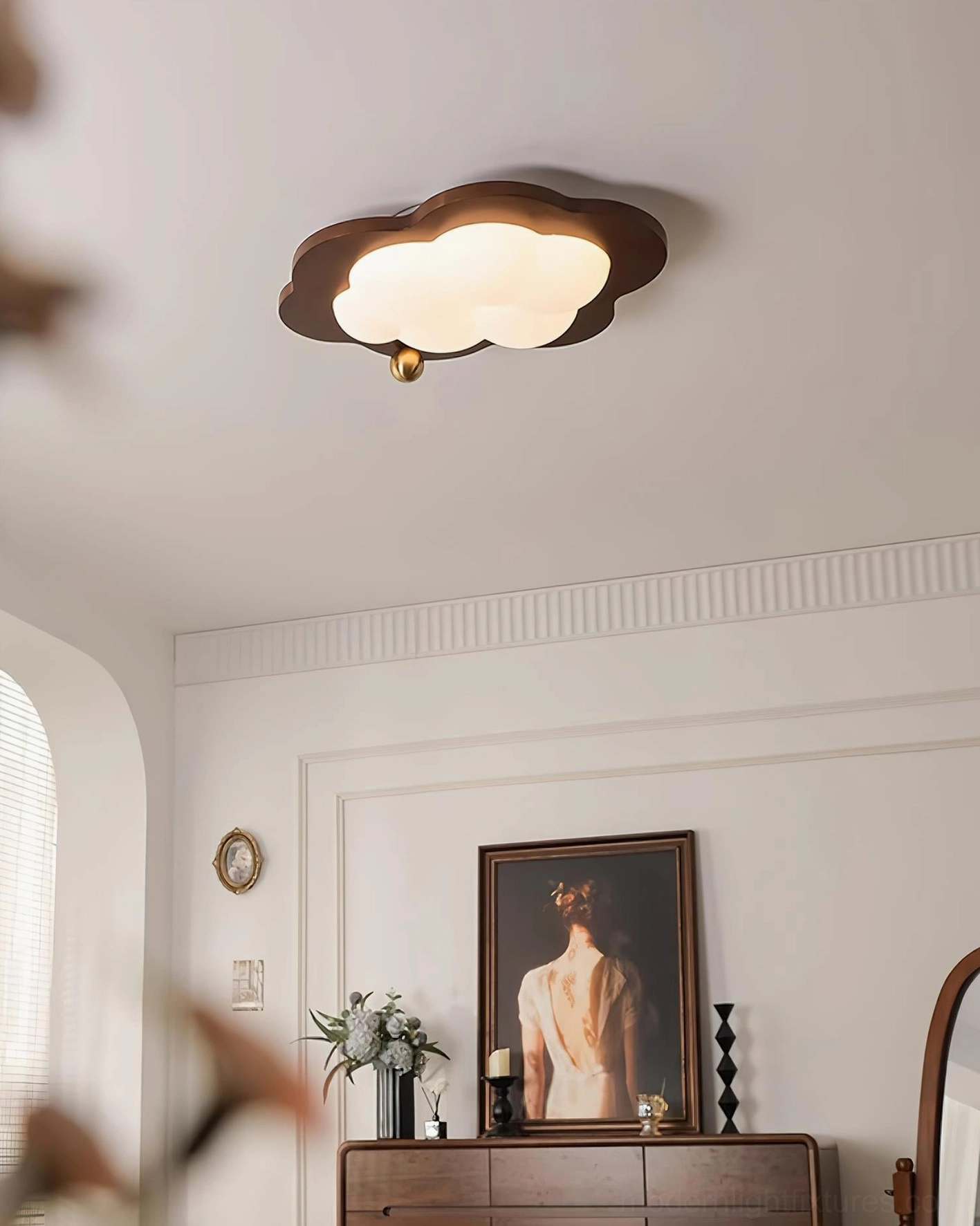 Lumi cloud ceiling fixture with integrated LED showing warm white 3000K color temperature
