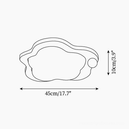 Technical design drawing of Lumi cloud ceiling light Model A 45cm diameter specifications