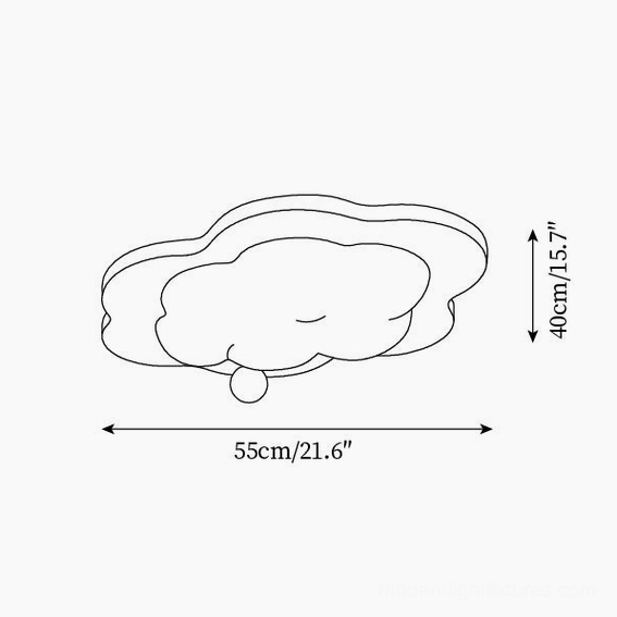 Technical design drawing of Lumi large cloud ceiling light Model C 55cm dimensions