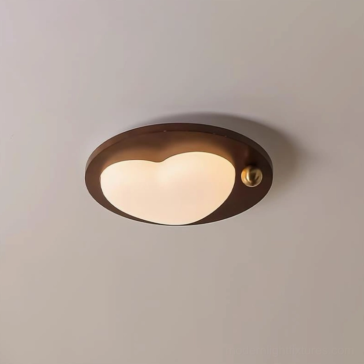 Model A Lumi cloud ceiling light 45cm diameter with walnut and white finish mounted on ceiling