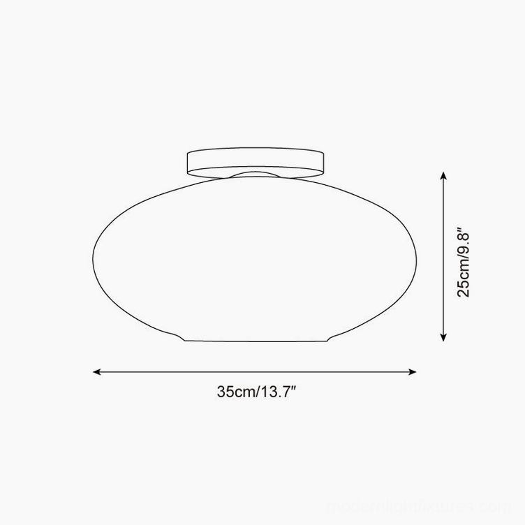 Lumia ceiling light technical specifications orthographic line drawing showing 35cm diameter and 25cm height dimensions