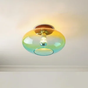 Lumia modern ceiling light bottom view showing E26 E27 socket and gradient glass trim ring detail