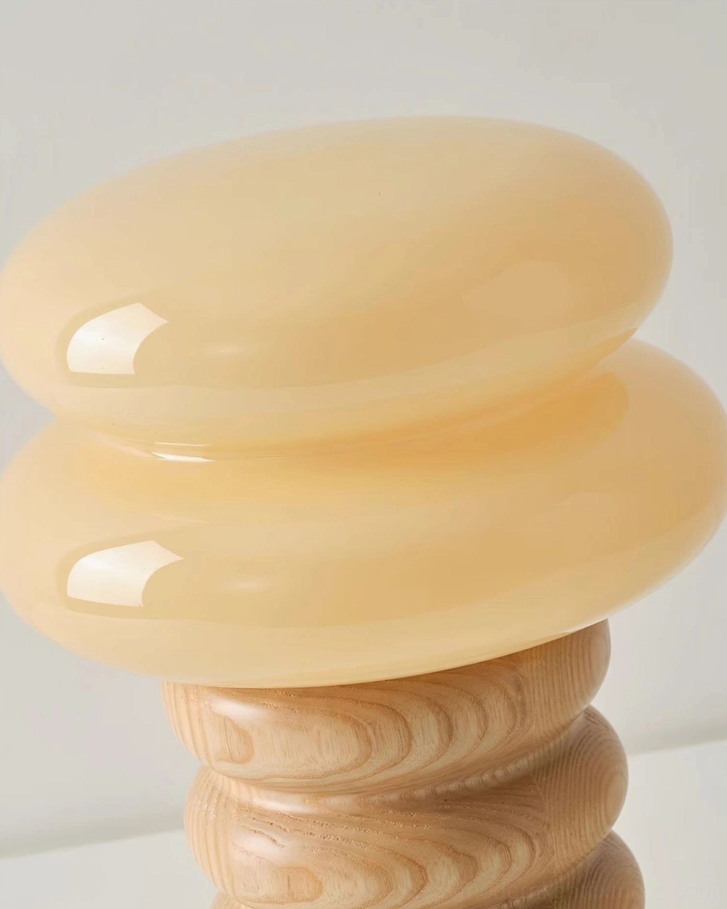 Lumina ash wood stacked table lamp in bohemian home decor natural warm styling