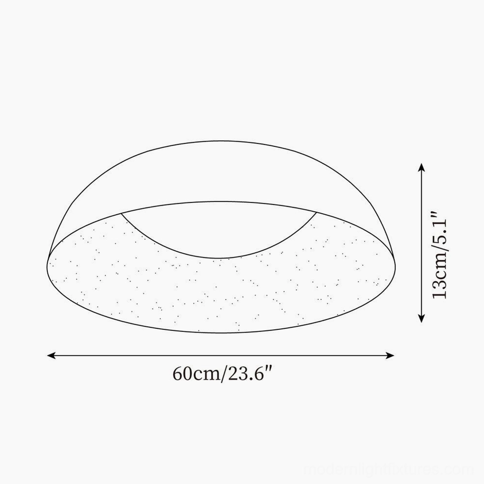 Technical dimension drawing of Lumina ceiling light - 60cm diameter 13cm height orthographic view
