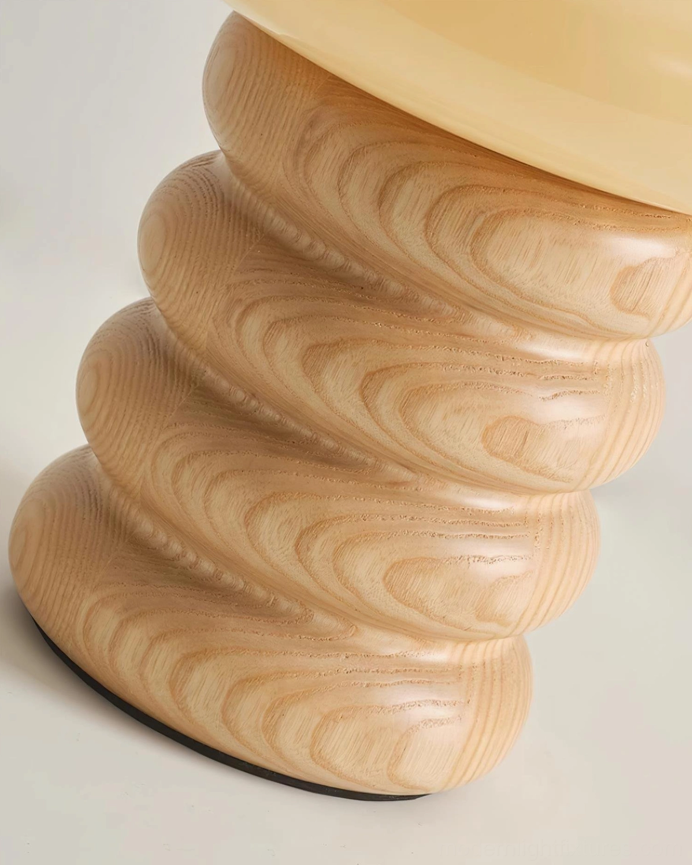 Contemporary Lumina wooden table lamp three-quarter view showing architectural base design