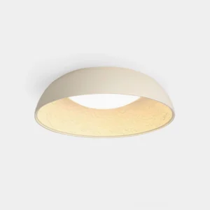 Lumina modern embossed flush mount ceiling light - cream resin fixture with circular minimalist design