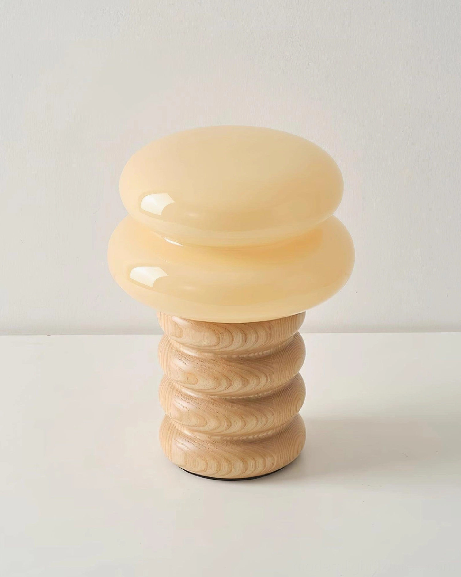 Modern table lamp minimalist bedroom setting creating calm ambient light environment
