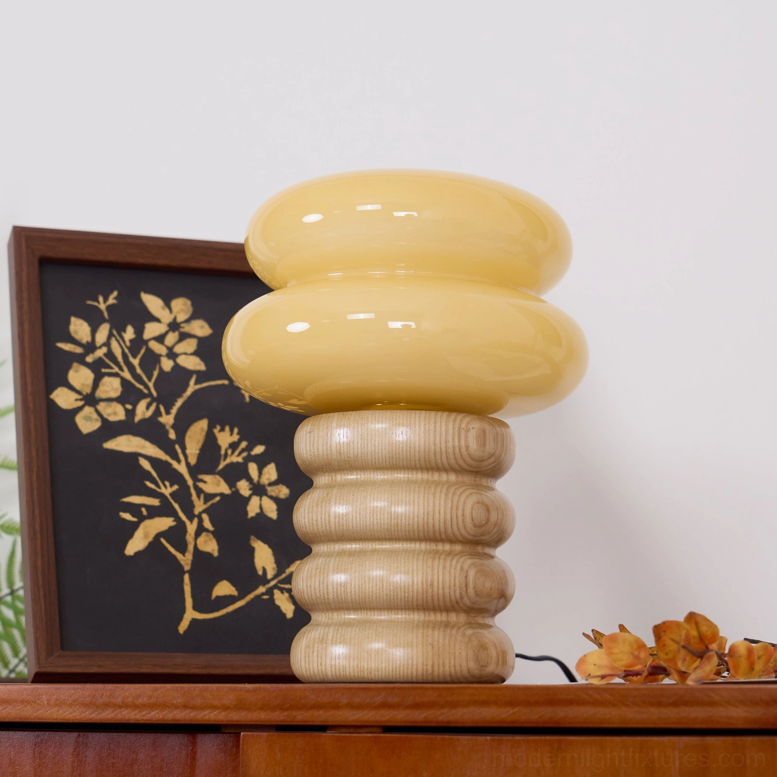 Contemporary wooden table lamp modern minimalist living room design statement