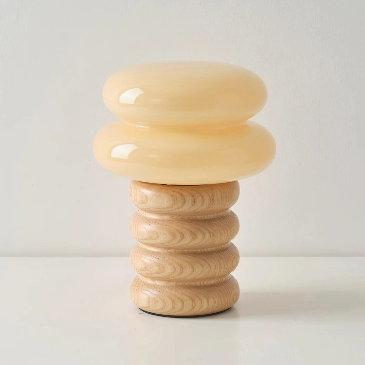 Lumina ash wood table lamp contemporary design with natural wood grain finish detail