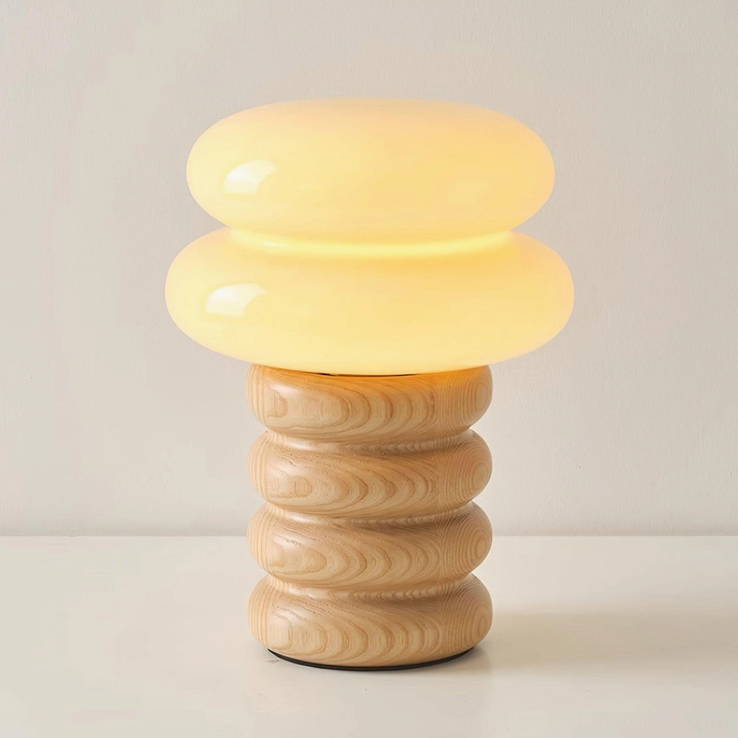 Contemporary wooden table lamp layered stacked design warm ambient home lighting