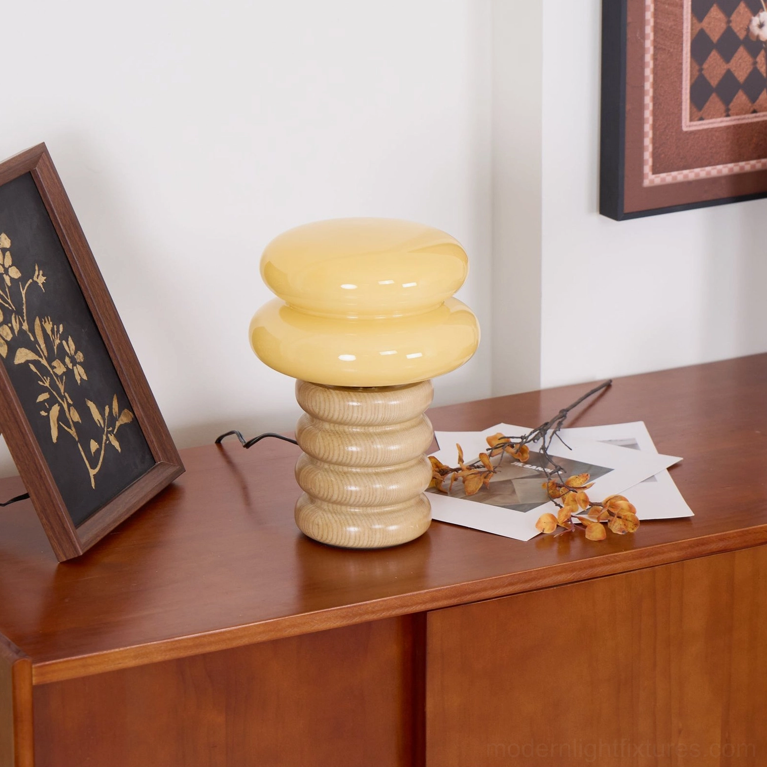 Lumina stacked wood table lamp architectural design natural material sustainability