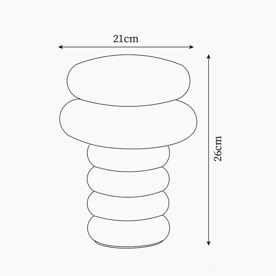 Lumina ash wood table lamp technical drawing dimensions 21cm diameter 26cm height
