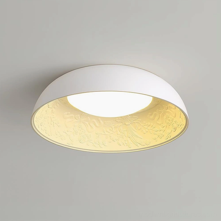 Lumina white modern flush mount ceiling light fixture - contemporary minimalist design 60cm diameter