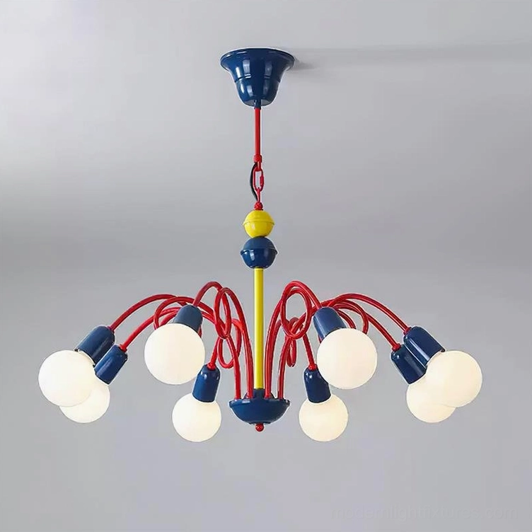 Luminosa 10-light maximum chandelier overhead showcase with playful artistic color-block postmodern style