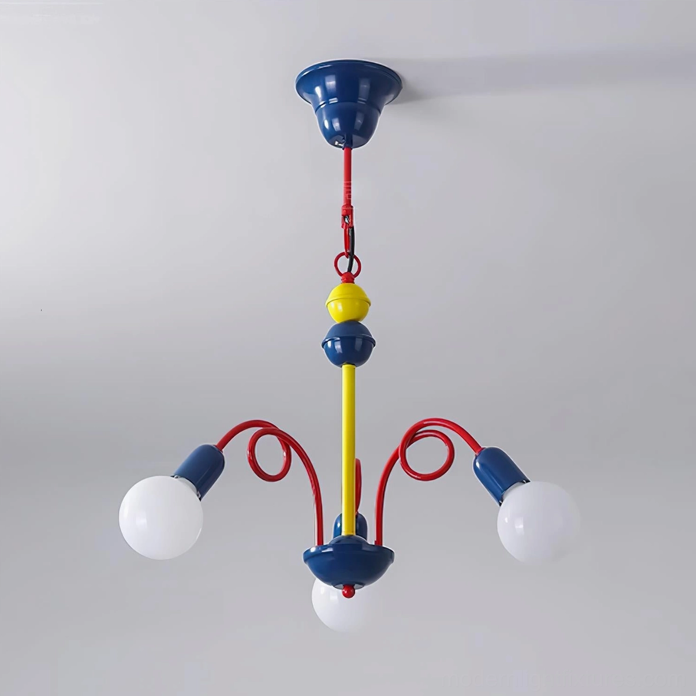 Luminosa contemporary chandelier installation view in modern living space with interior design styling