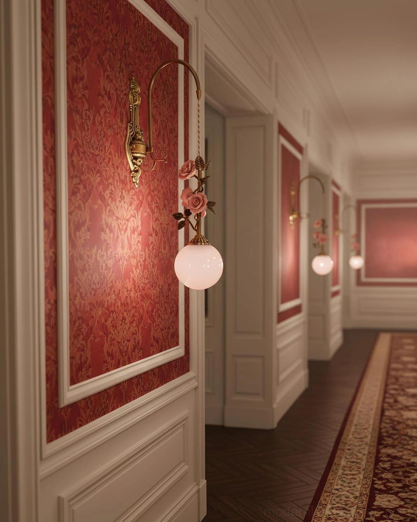 Lunafleur porcelain flower wall sconce providing ambient lighting in sophisticated interior