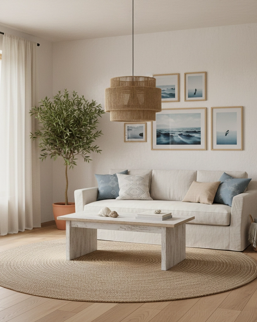 Lunapetra bohemian hemp rope pendant fixture installed above dining surface showing warm light glow and natural woven rope aesthetic in home interior