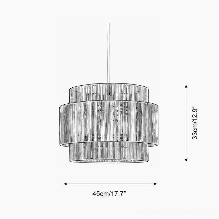 Lunapetra pendant light small size technical schematic - 45cm diameter x 33cm height (17.7 inches x 12.9 inches) with dimension specifications