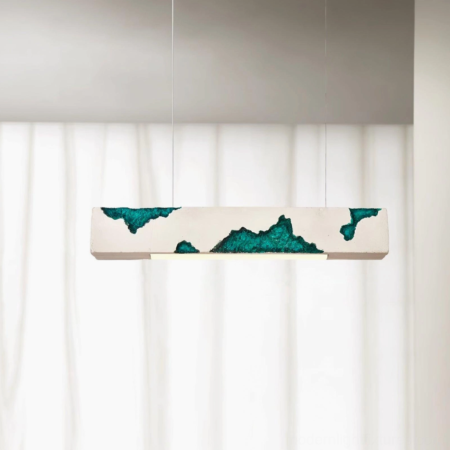 Blue Lunar Gleam linear pendant lamp - sophisticated color selection modern ceiling fixture