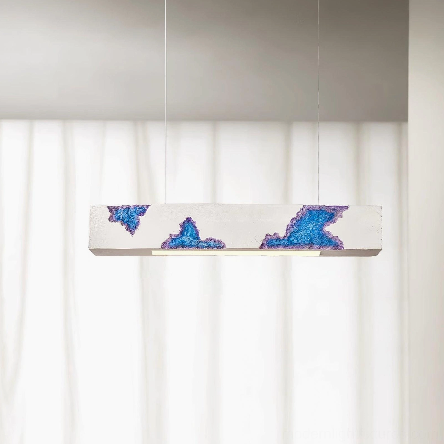 Green Lunar Gleam pendant light - nature-inspired color option modern linear ceiling lamp