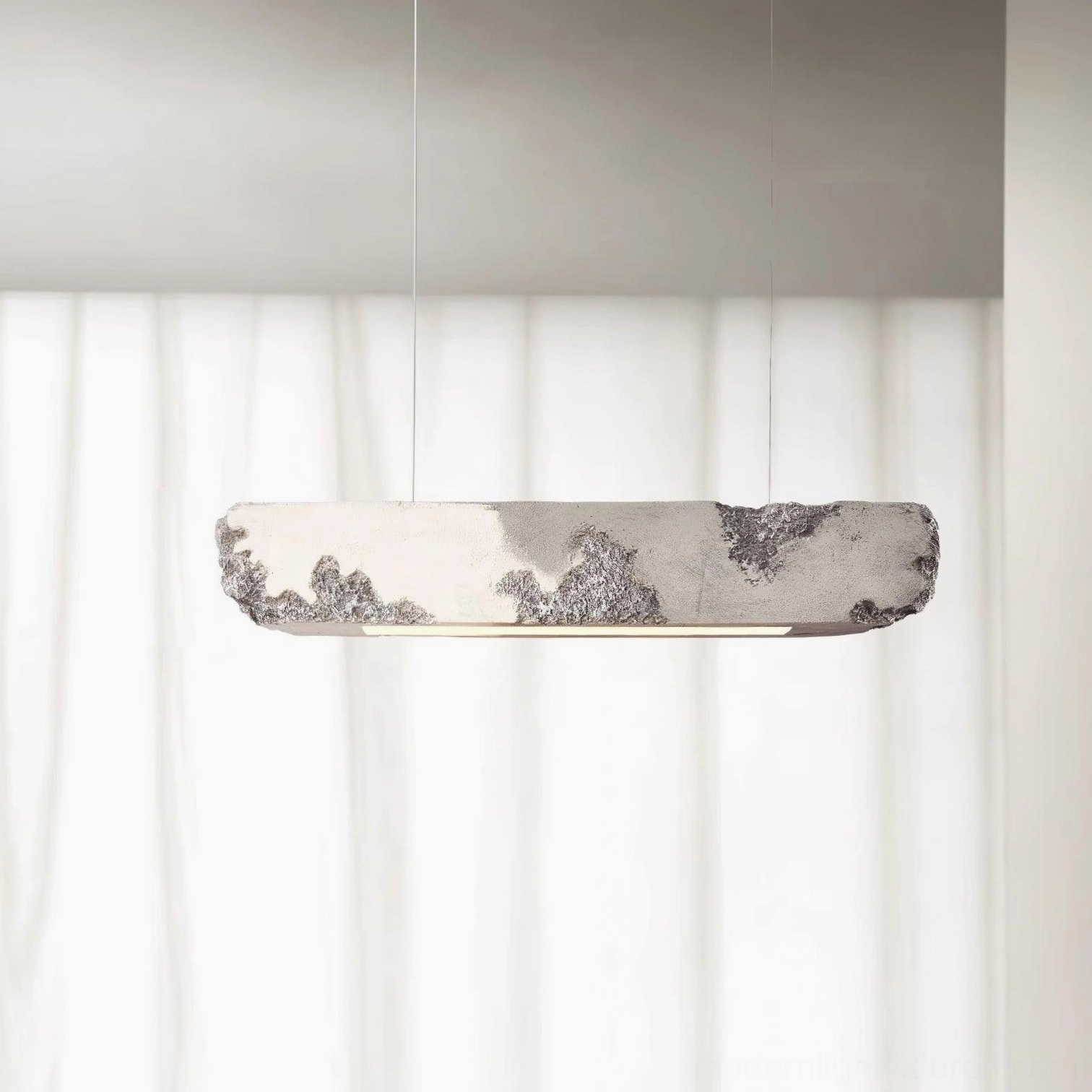 Grey Lunar Gleam linear pendant lamp - color variant modern marbled finish ceiling fixture
