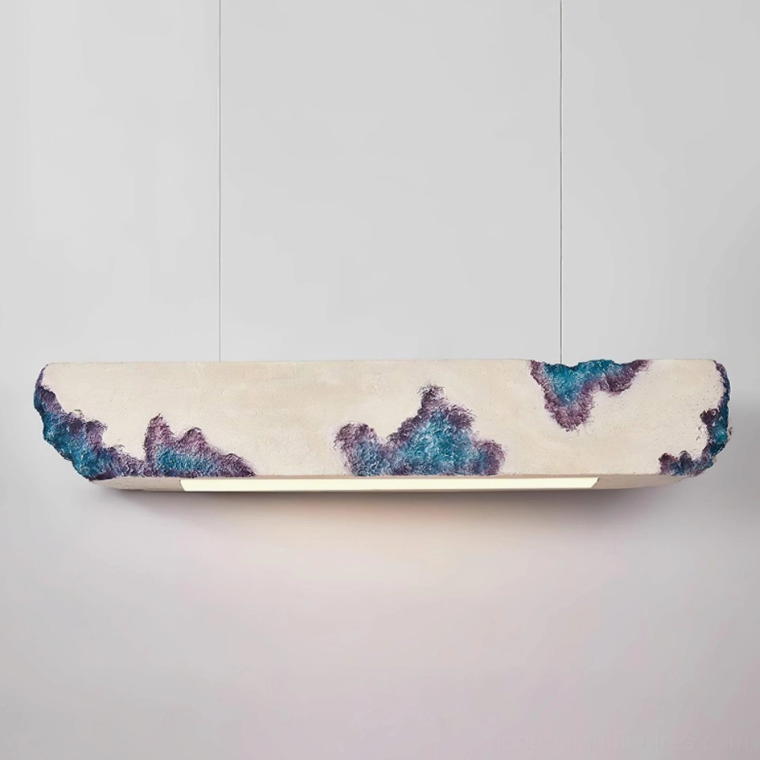 Model A Lunar Gleam blue pendant lamp - elongated linear fixture modern design variant