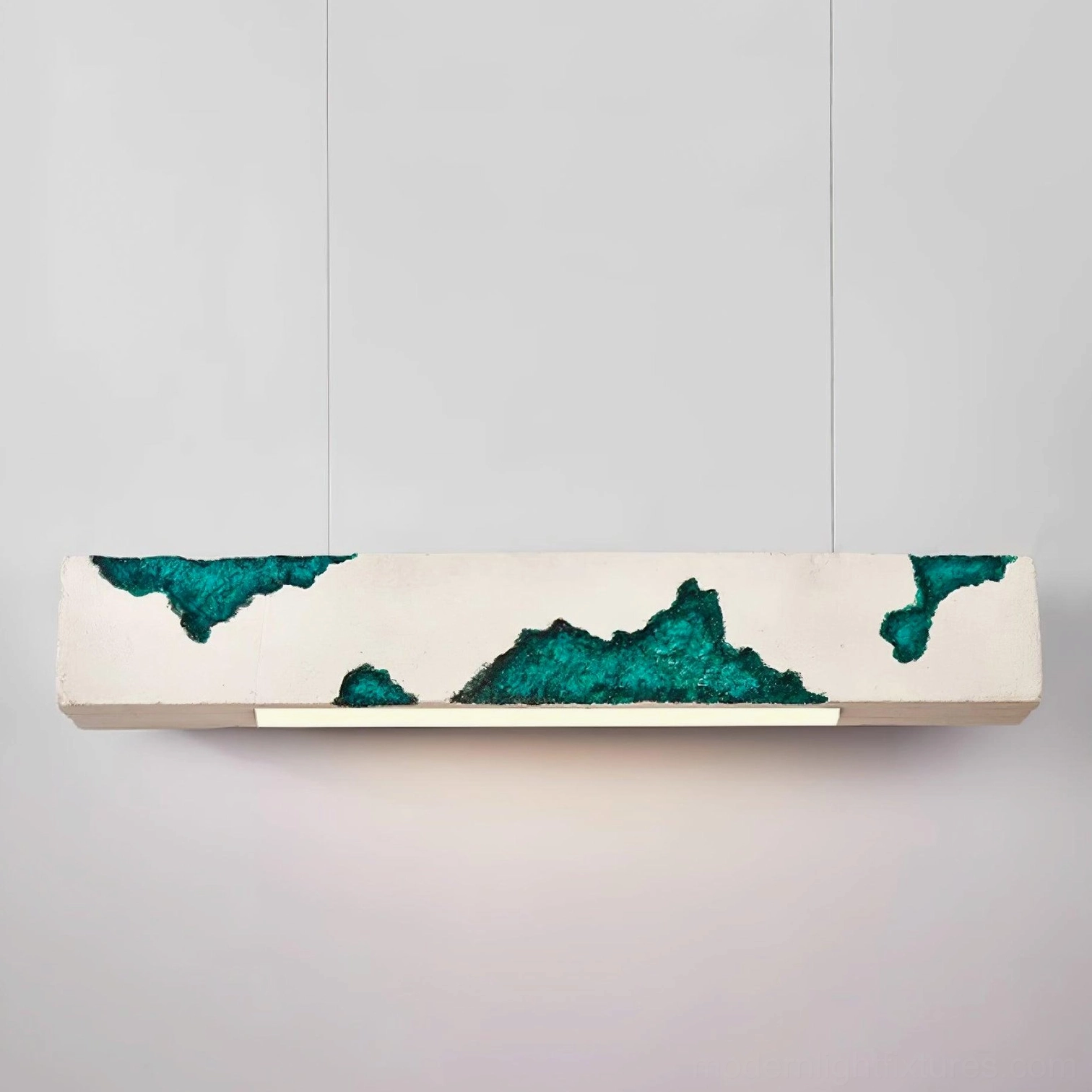 Model B Lunar Gleam green pendant light - elongated contemporary ceiling fixture variant