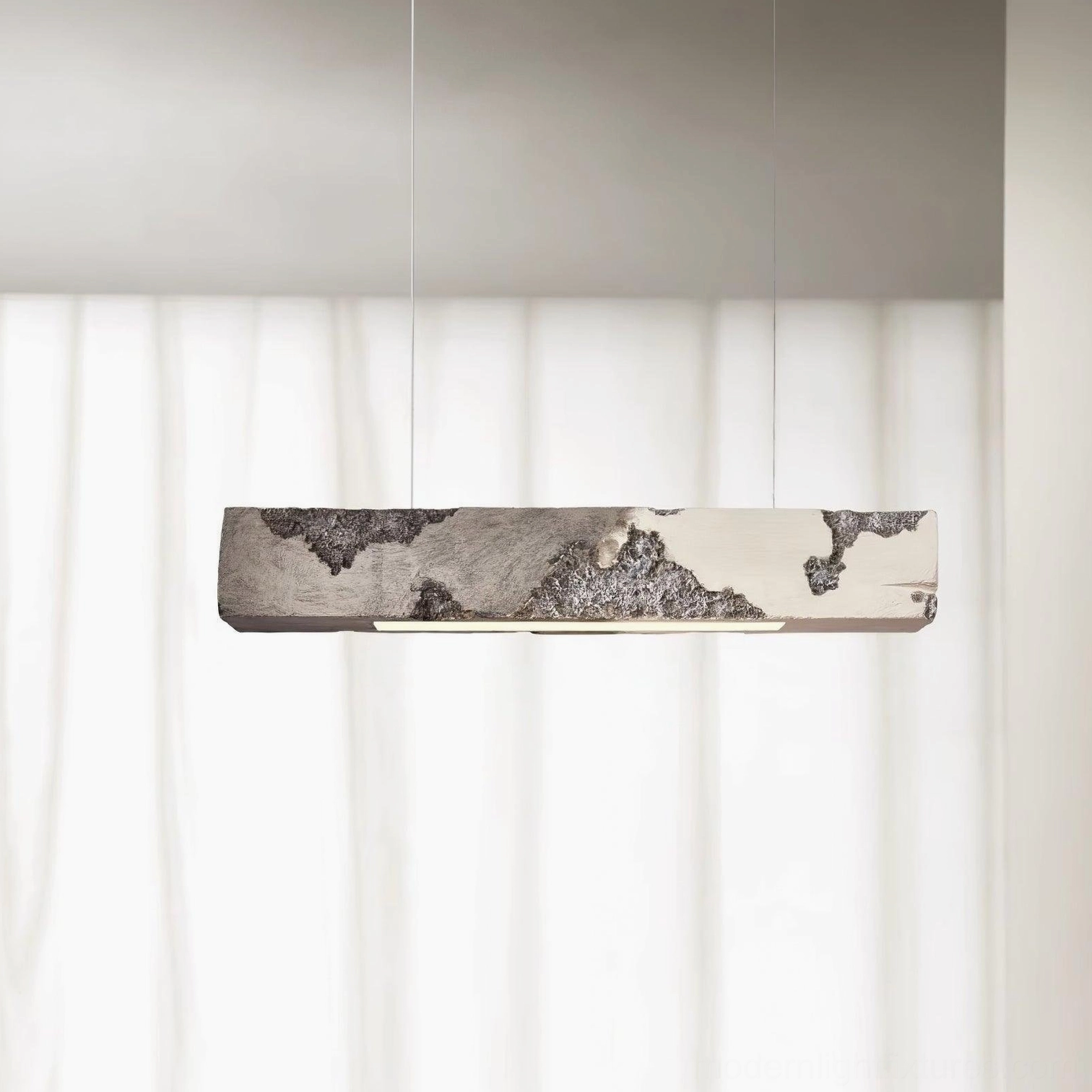 Lunar Gleam modern linear pendant lamp - wire adjustment customization hanging height flexibility