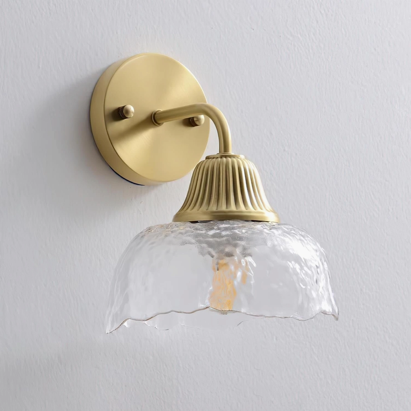 Lunara wall sconce clear glass version modern minimalist bathroom vanity lighting installation