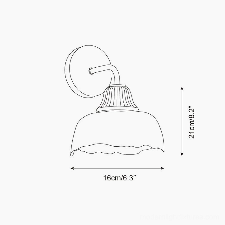 Lunara wall sconce technical drawing compact model dimensions 16cm width 21cm height specifications