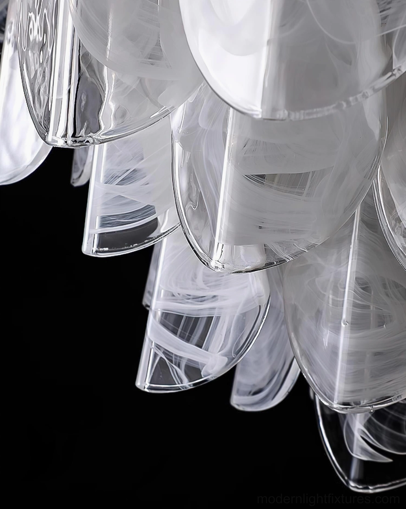 Lunaria petal chandelier dimmable lighting feature showing brightness control capability for ambiance setting