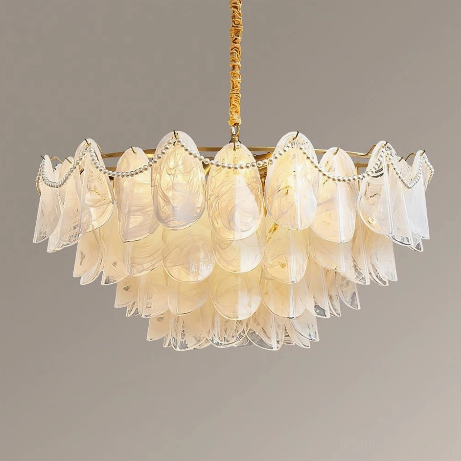 Lunaria grand petal glass chandelier 100cm diameter largest size showing impressive scale and tiered glass structure