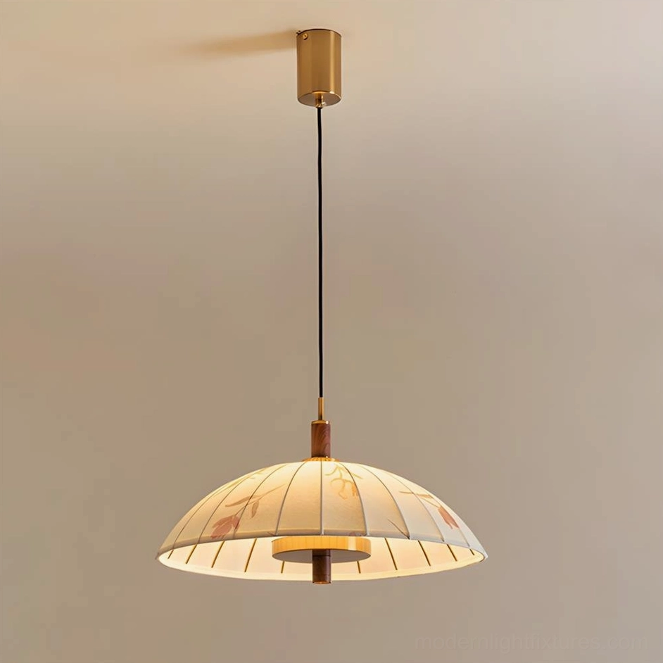 Lunaro pendant light Model B walnut color beige variant warm white 3000K LED illumination