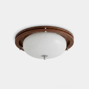 Lunaro wood-grain flush mount ceiling light - 17.7 inch diameter overhead view