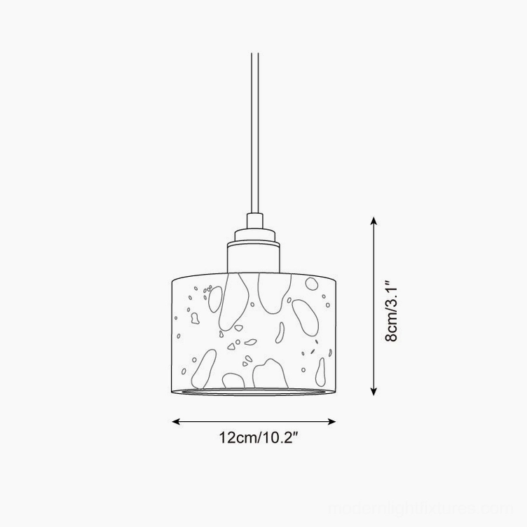 Model C terrazzo pendant lamp technical drawing - compact disc shade profile
