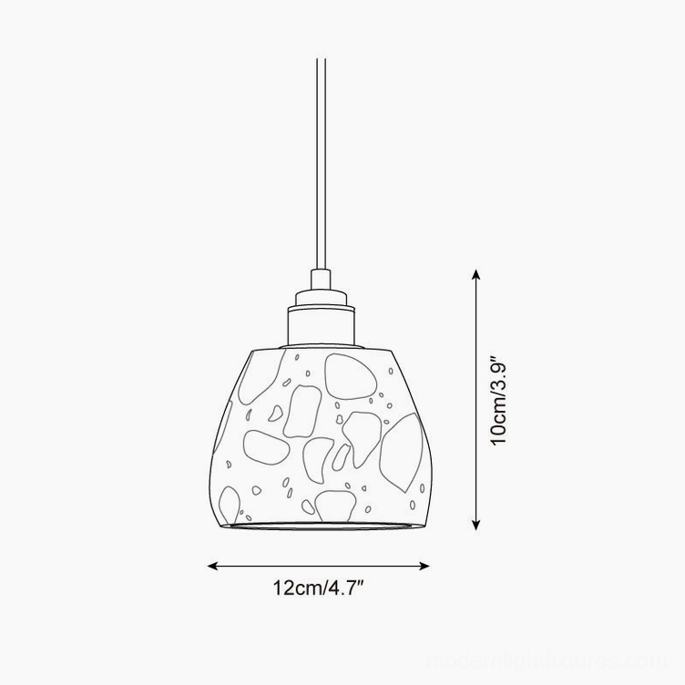 Model D terrazzo pendant lamp technical drawing - rounded hemisphere shade geometry