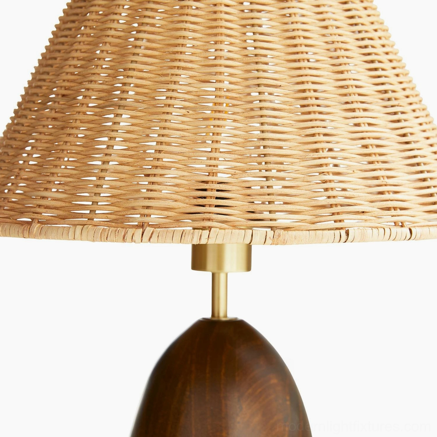 Lunora coastal table lamp with warm metal collar connector and fabric-wrapped cord styling