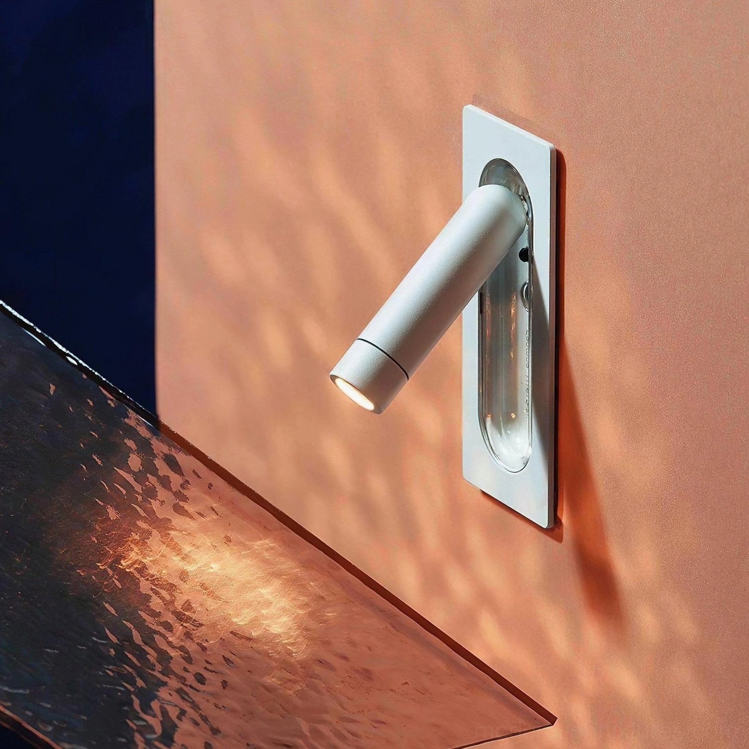 Modern LED bedside wall lamp showcasing architectural integration and clean lines in luxury bedroom setting