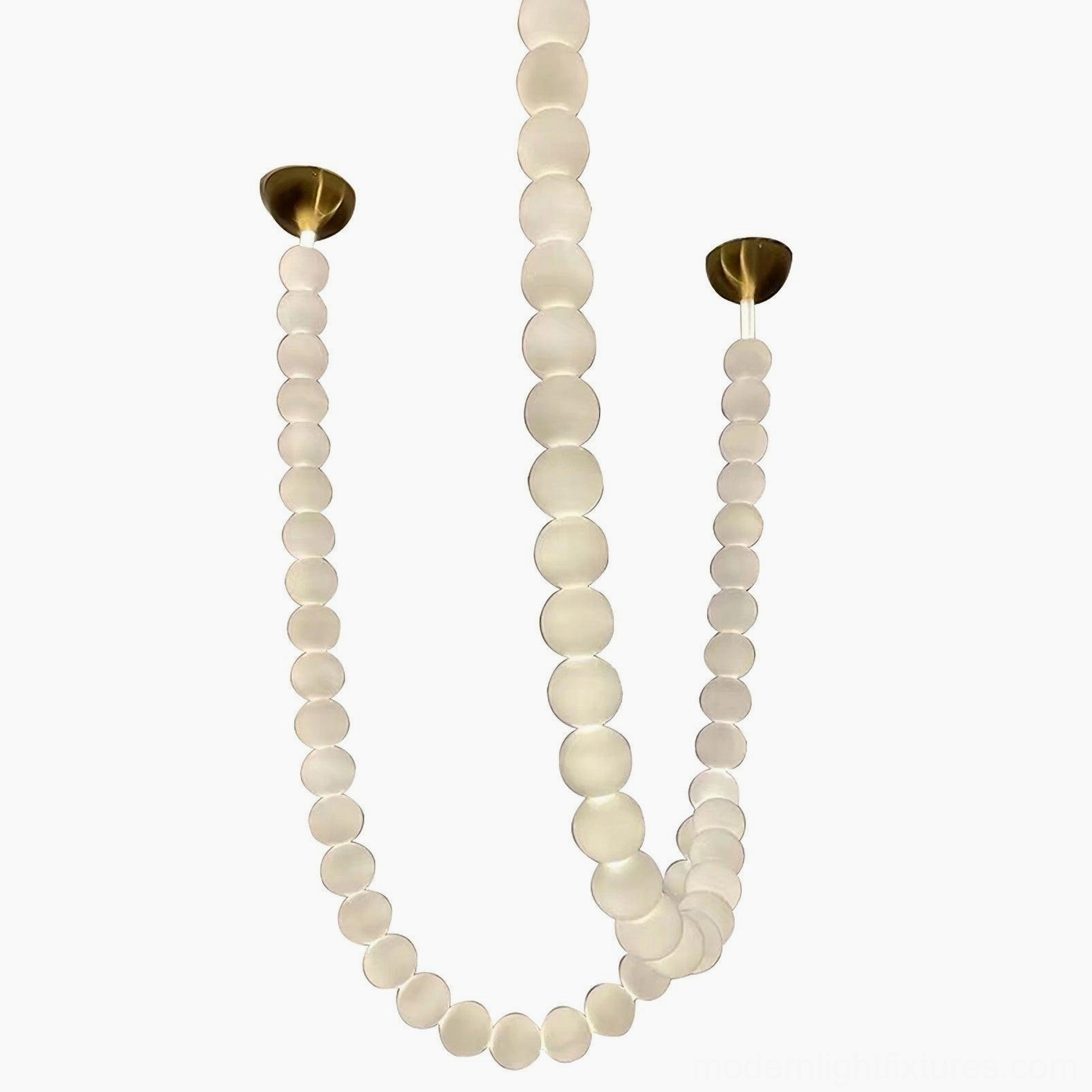 Luxury pearl necklace chandelier with multi-strand wave design and brass ceiling mount