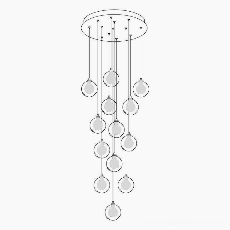 Glass globe cluster pendant chandelier in luxury residential setting with sophisticated interior design elements