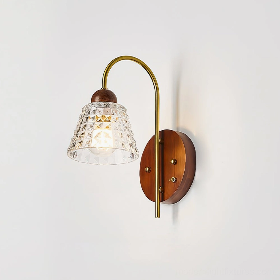 Lysora wall sconce Model C, green glass shade variant, vintage rustic brass fixture