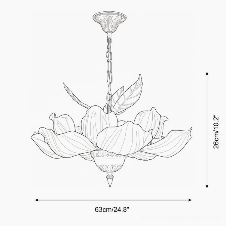 Magnolia Bloom chandelier technical specification drawing orthographic dimensions 63cm diameter