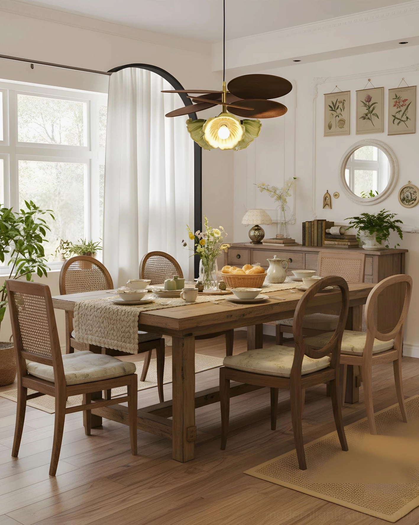 Magnolia ceramic petal pendant light detailed front view showing layered sculptural design and warm glow