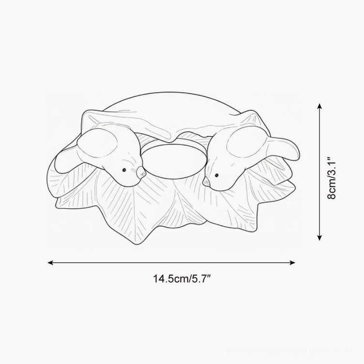 Technical line drawing and dimensions of Magnolia Nest ceiling light showing 14.5cm diameter and 8cm height specifications