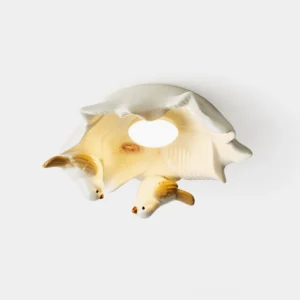 Magnolia Nest ceramic bird ceiling light fixture top-down view showing delicate bird sculptures and magnolia bloom design