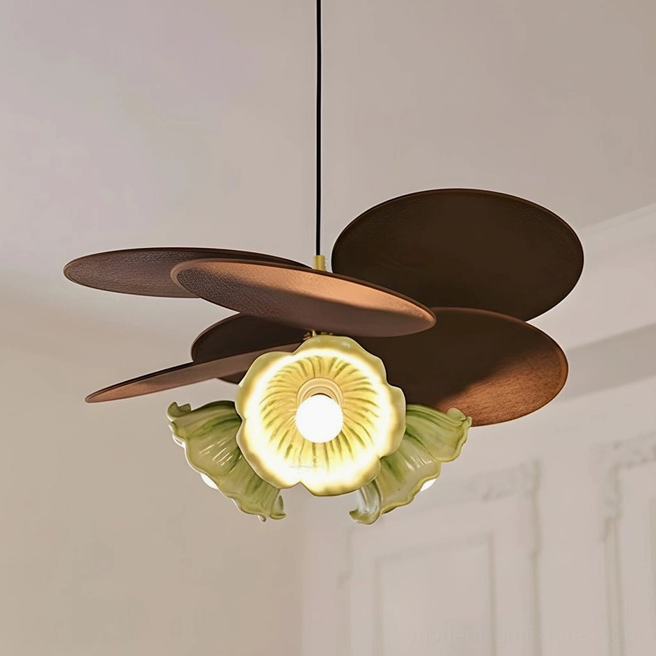 Magnolia pendant light brown and green finish variant studio product photography detailed view