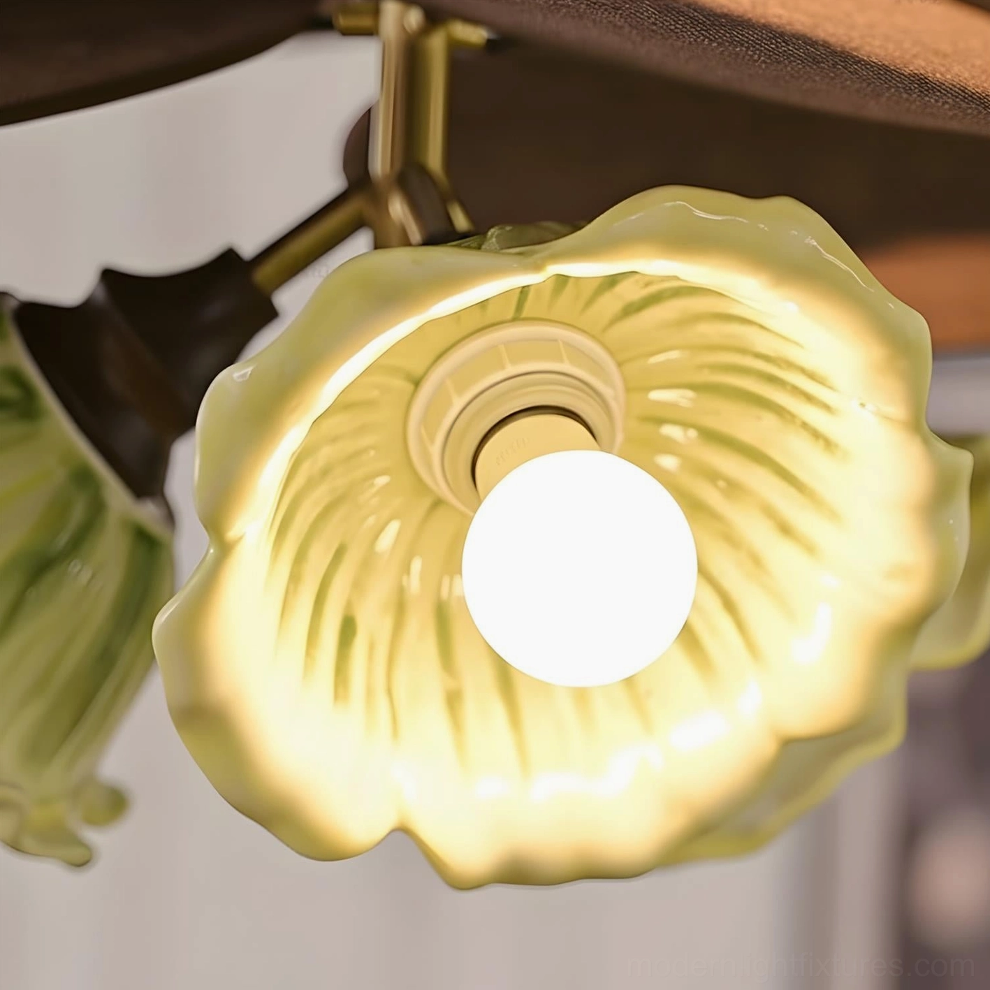 Magnolia sculptural pendant lamp full fixture front view showing complete petal formation and design silhouette